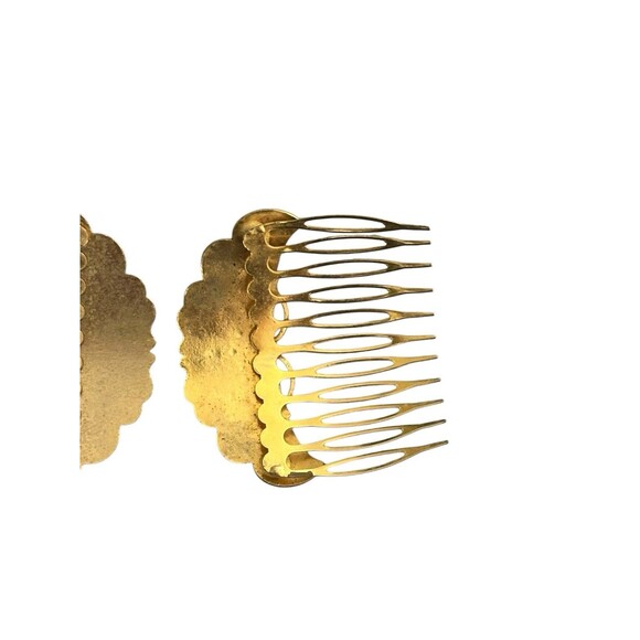 Vintage Lot of 2 Cloisonné Enamel Butterfly Hair Comb Clip Brass - Picture 10 of 10